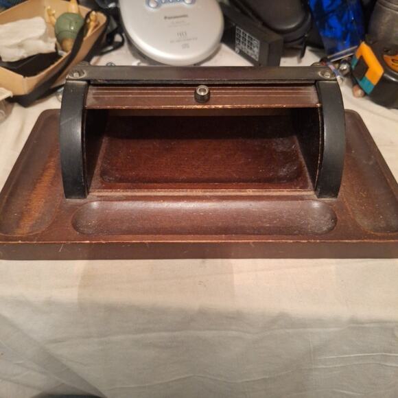 Vintage Wooden Roll Top Desk Organizer - Picture 2 of 7